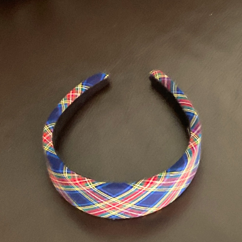 Thick, blue plaid headband from Etsy